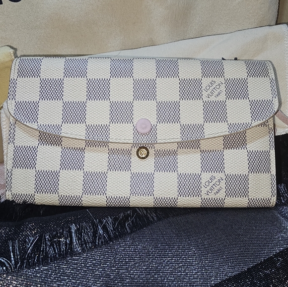 Authentic Louis Vuitton Damier Azur Emilie Wallet in Rose Ballerine π - Picture 2 of 10